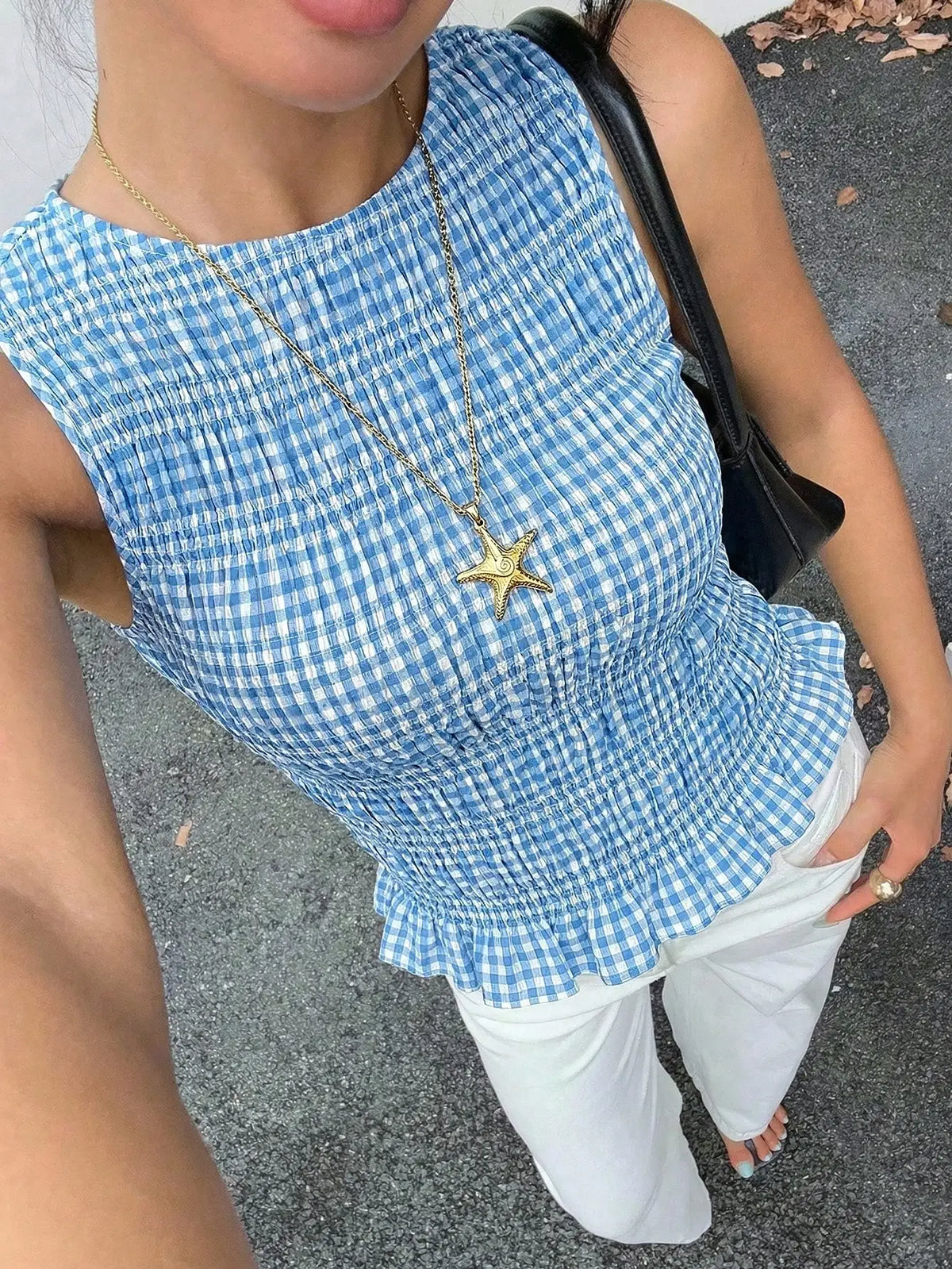 Women's Gingham Sleeveless Tank Top