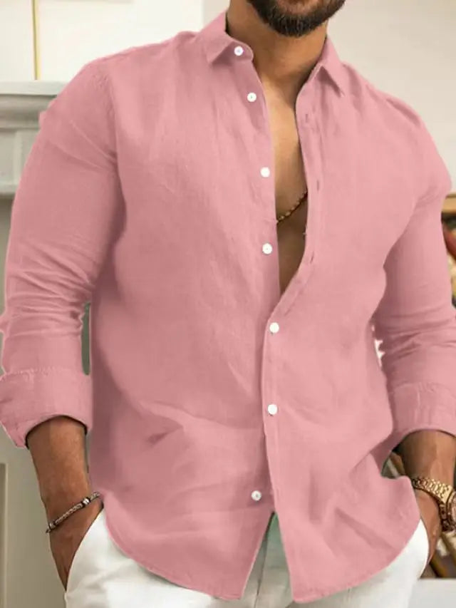 Men's Cotton Linen Shirt — Long Sleeve