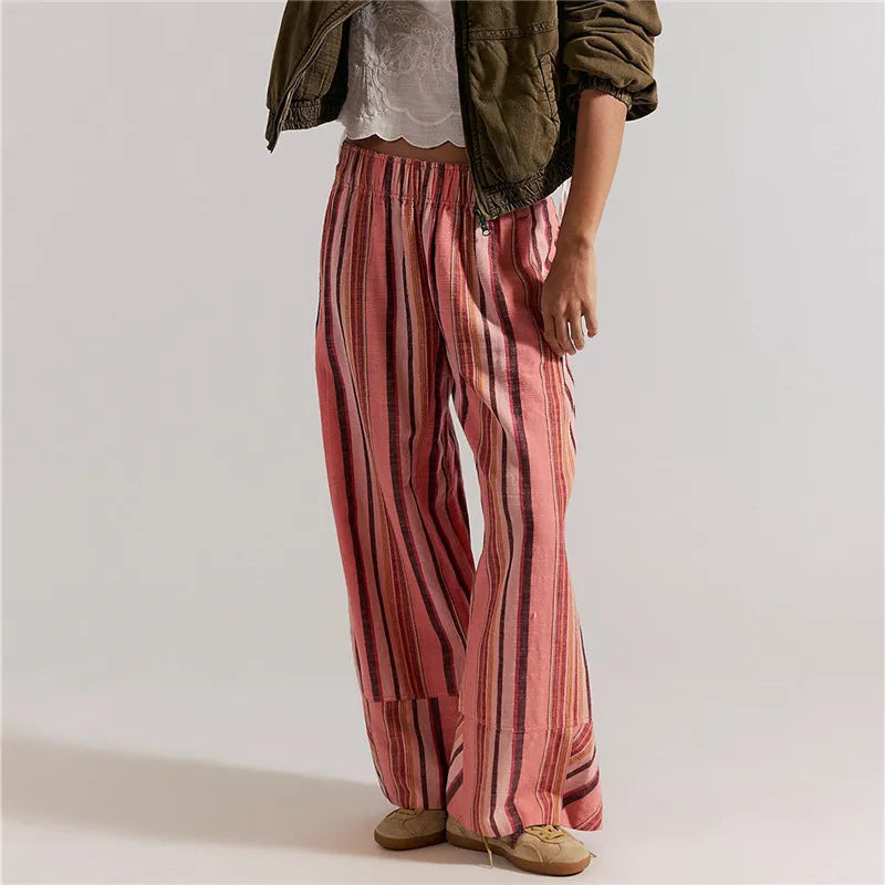 Women's Colourful Striped Wide Leg Pants