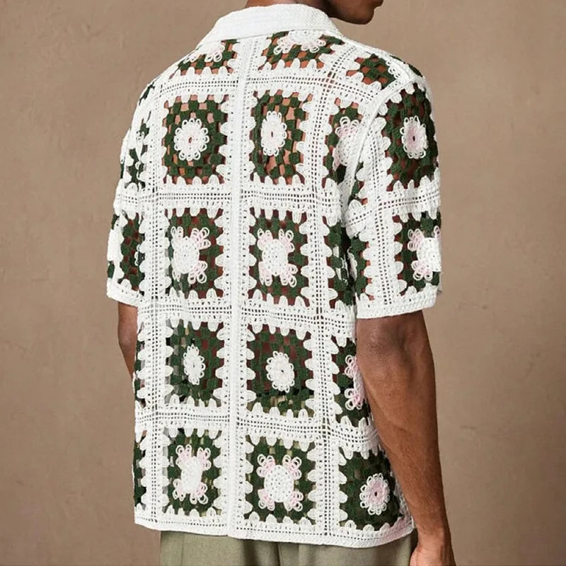 Men's Crochet Knit Polo — Retro Patterns