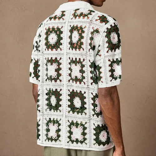Men's Crochet Knit Polo — Retro Patterns