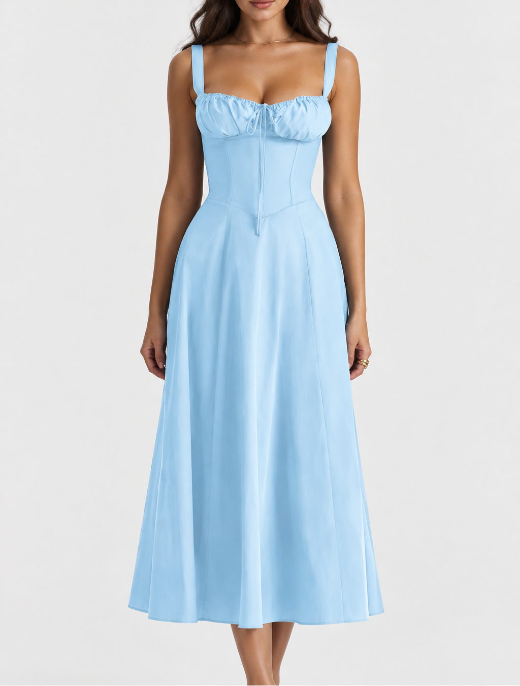 Women's Corset Midi Dress — Lace-Up & Slit