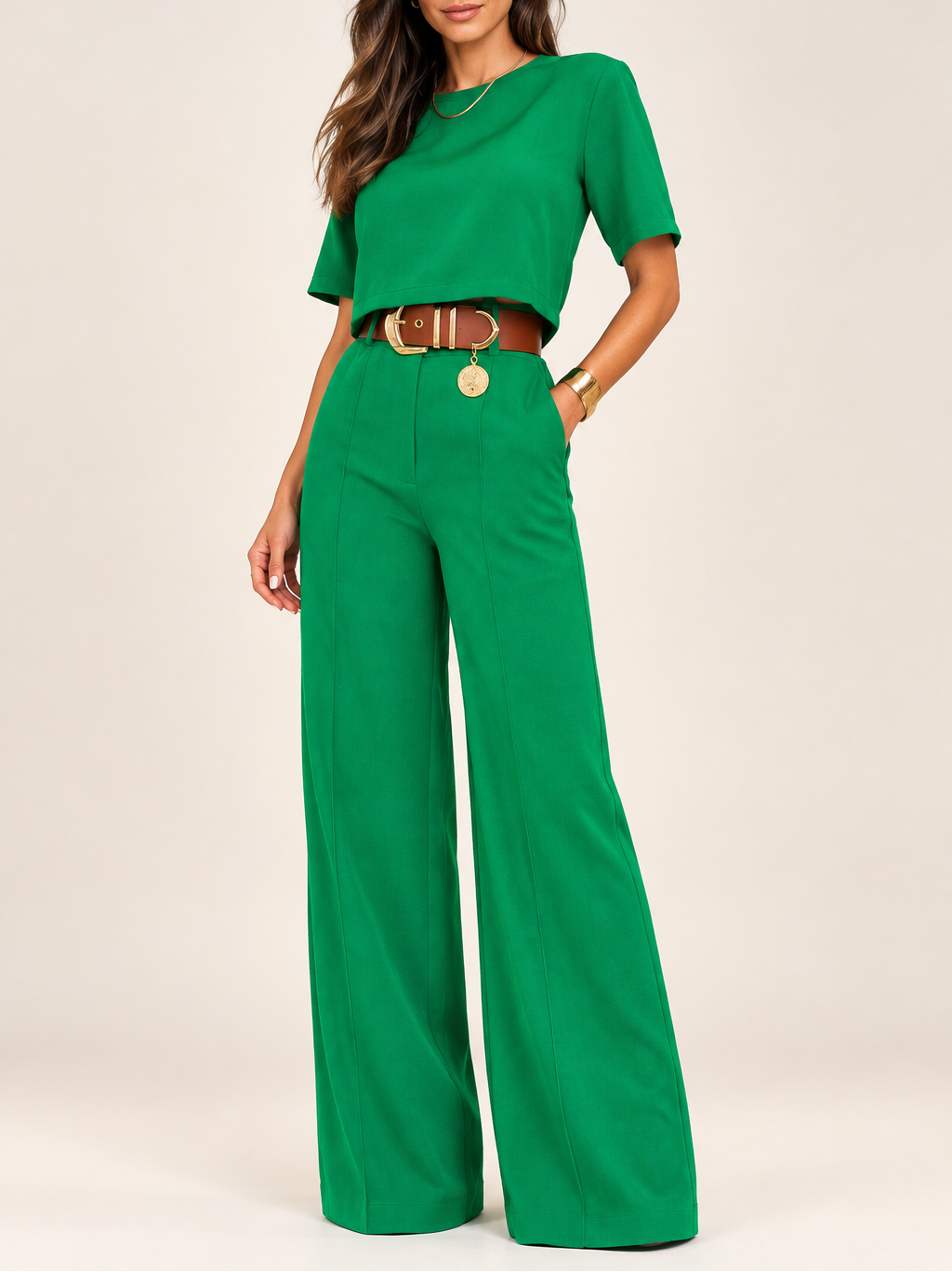Women's Formal Set — Short Shirt & Straight Pants