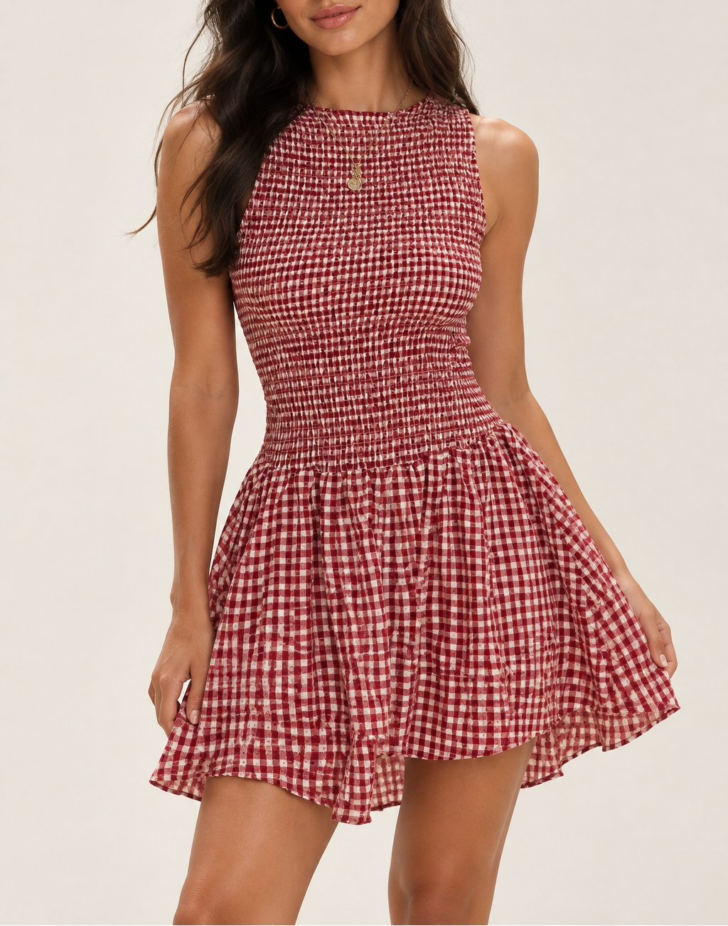 Women's Gingham Tiered Mini Party Dress
