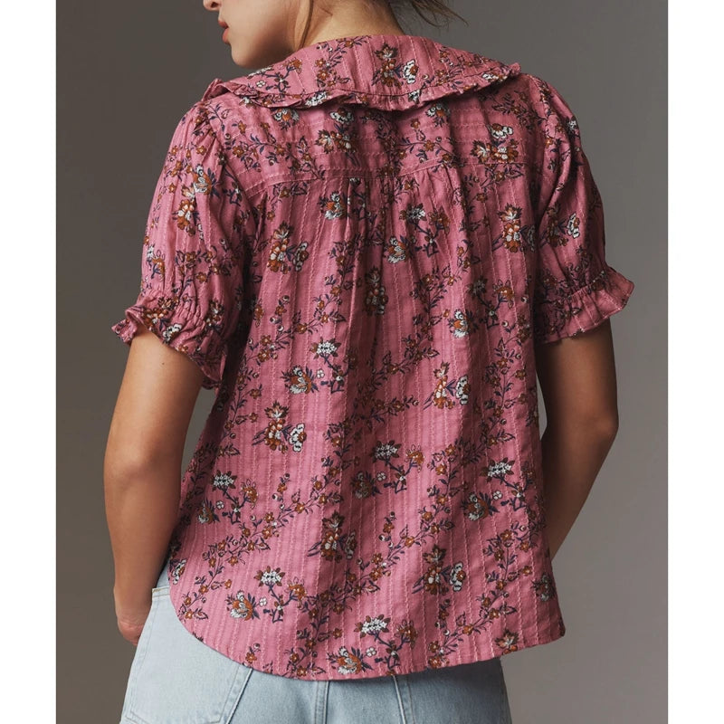 Women's Puff Sleeve Blouse — Peter Pan Collar