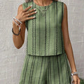 Women's Striped Vest & Shorts Set — Two-Piece