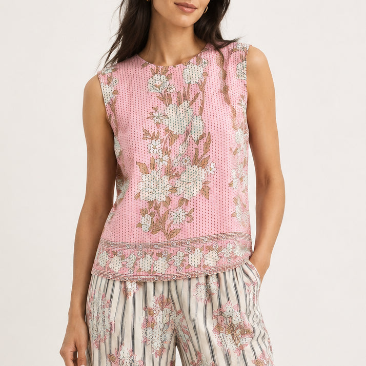 Women's Tie Front Crop Tank Top — V-Neck