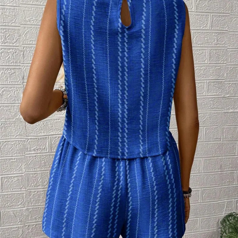 Women's Striped Vest & Shorts Set — Two-Piece
