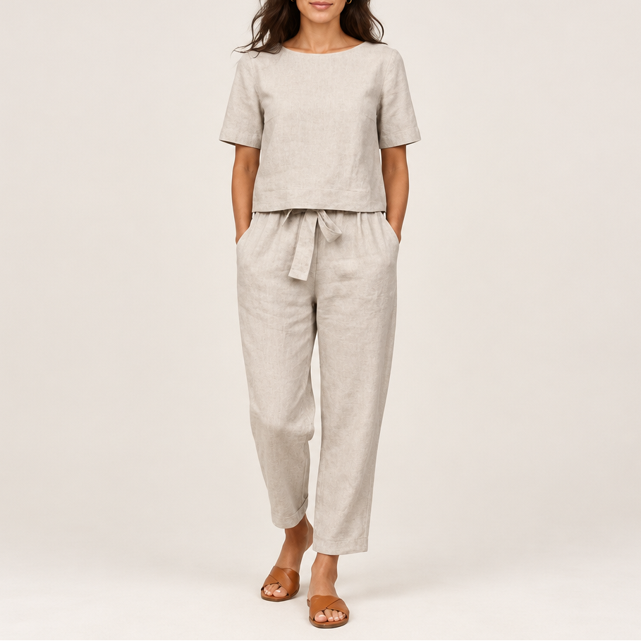 Women's Linen Top & Pant Set — Long Sleeve