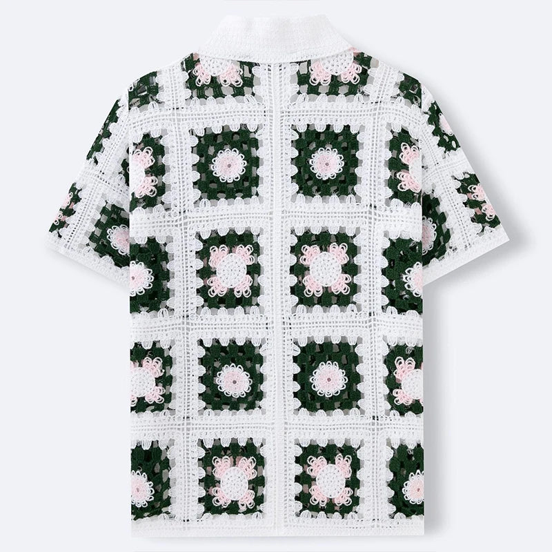 Men's Crochet Knit Polo — Retro Patterns