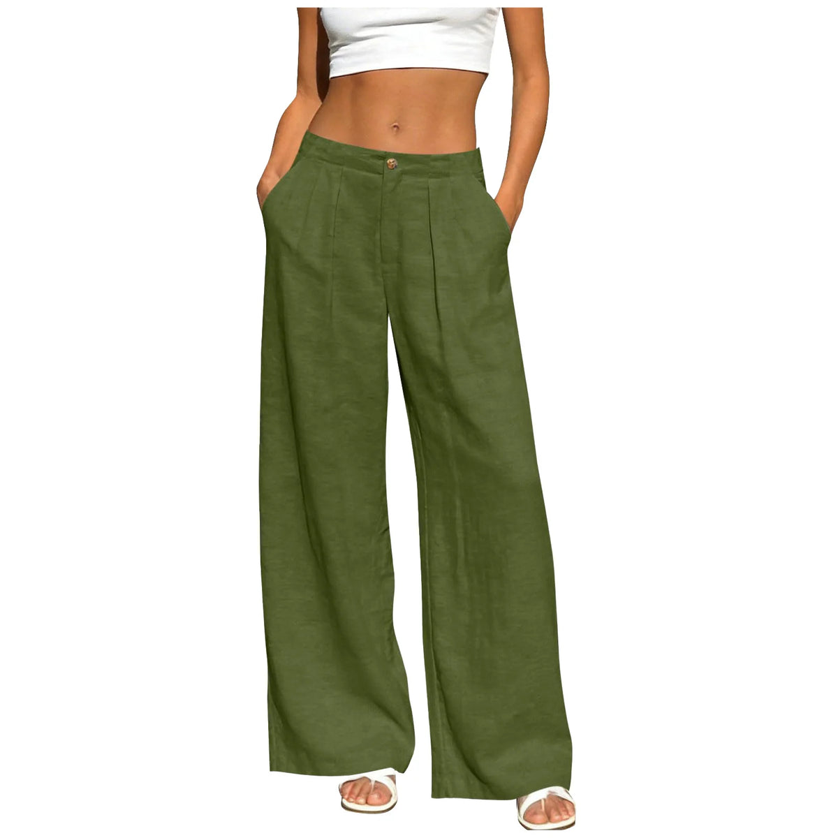 Women's Linen Palazzo Pants — Wide Leg