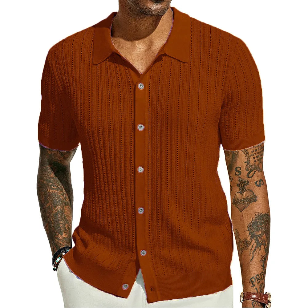 Men's Cool Knit Lapel Shirt — Short Sleeve