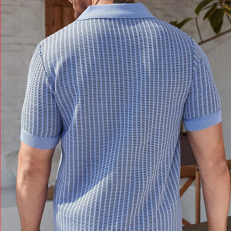 Men's Textured Knit Polo — Short Sleeve