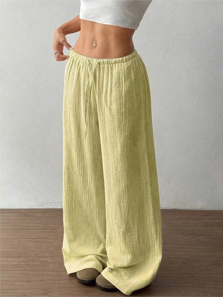 Women's High Waist Wide Leg Pants — Elastic Waist