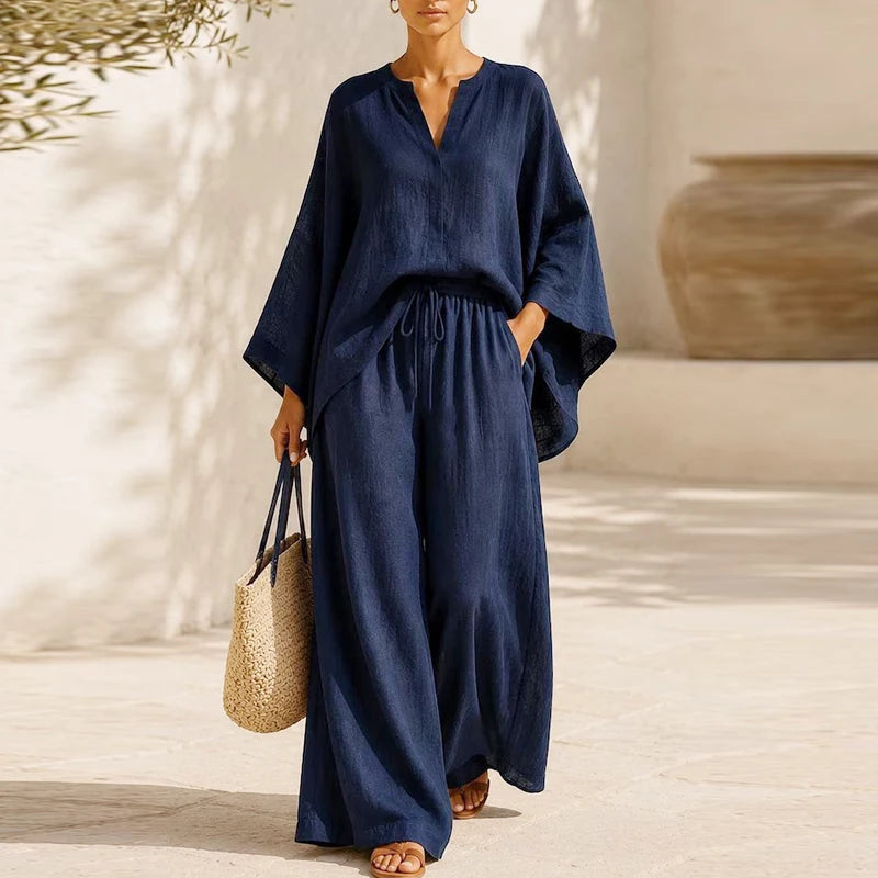 Women's Long Sleeve Shirt & Loose Pant Set