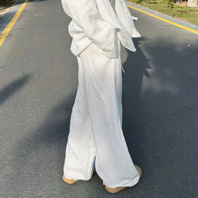 Women's Linen Baggy Pants — High Waist