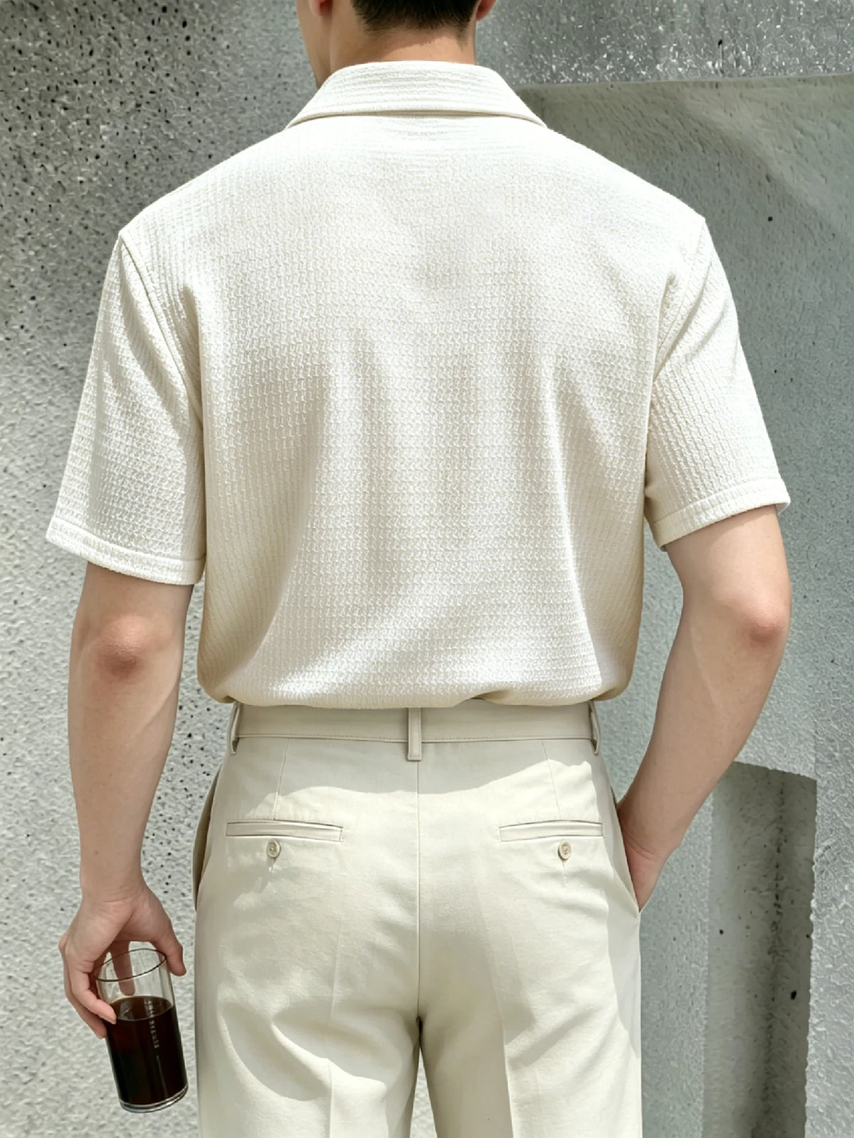 Men's Crinkle Texture Short Sleeve Shirt
