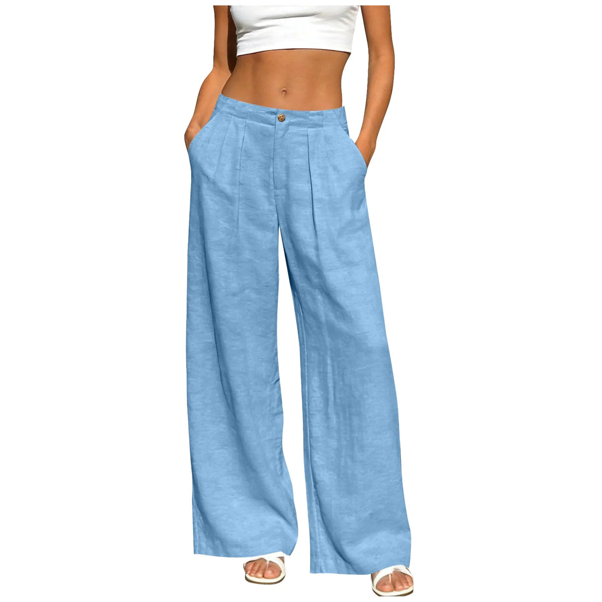 Women's Linen Palazzo Pants — Wide Leg