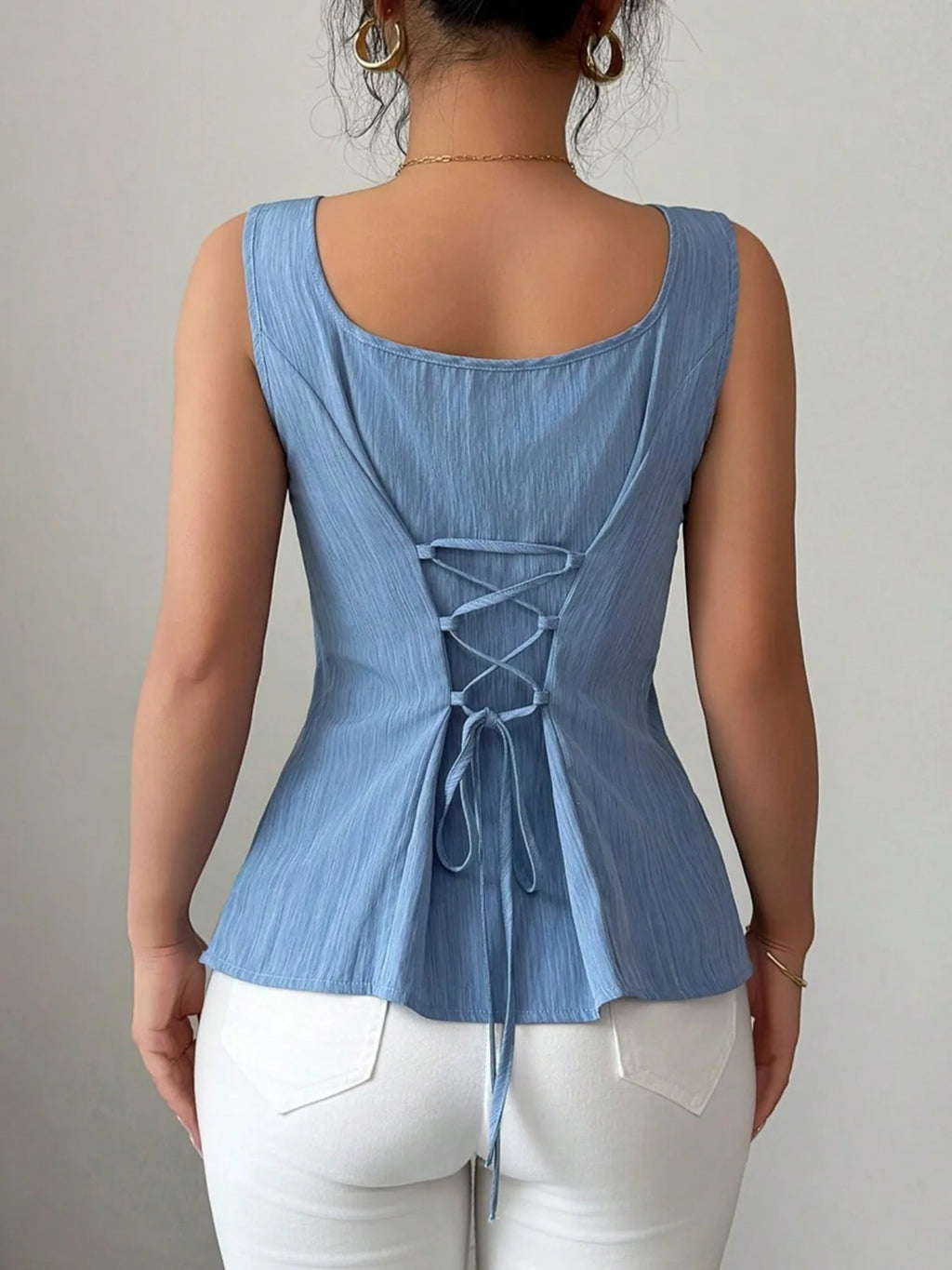 Women's Square Neck Knit Vest — Sleeveless