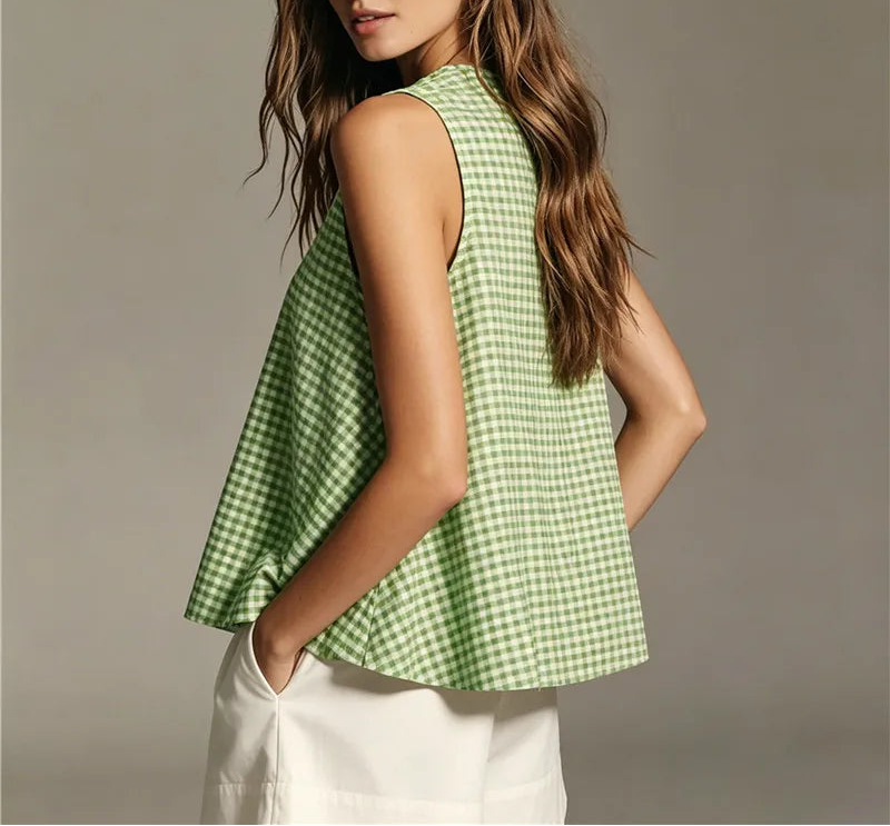 Women's Gingham Swing Tank Top — Sleeveless