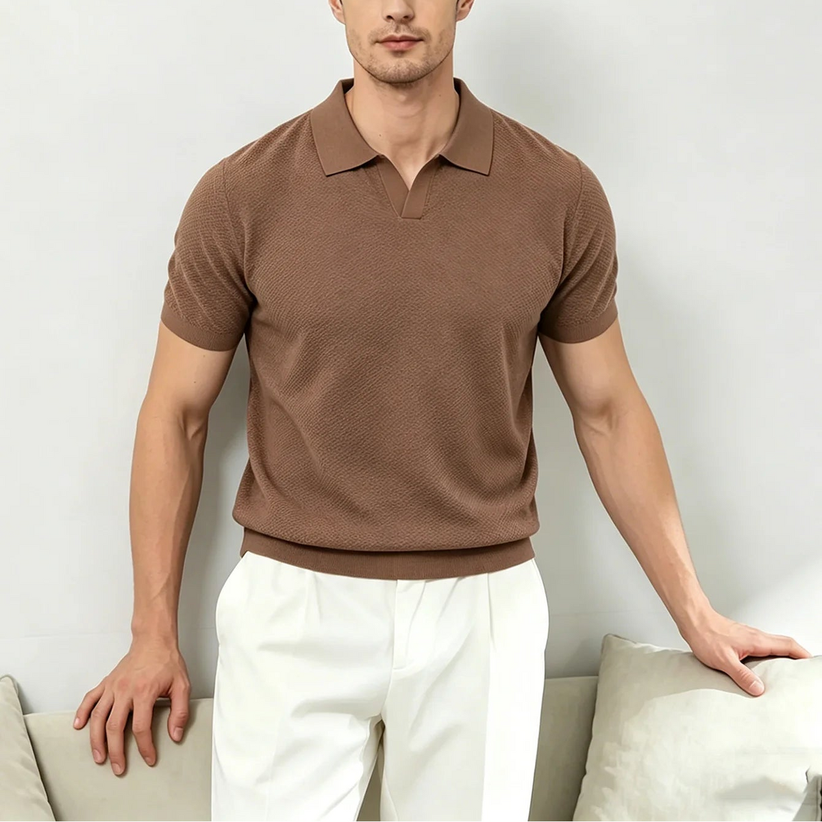 Men's Solid Knit Business Polo