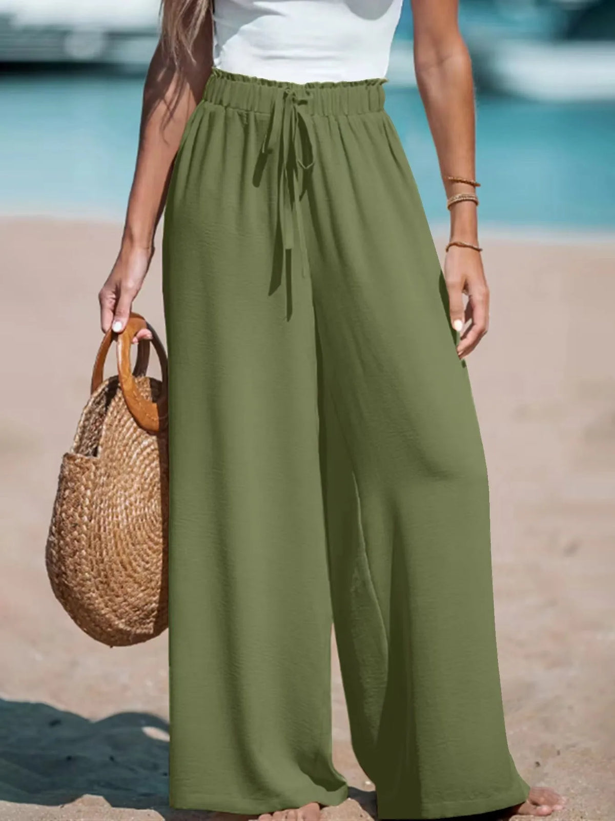 Women's Resort Wide Leg Linen Pants
