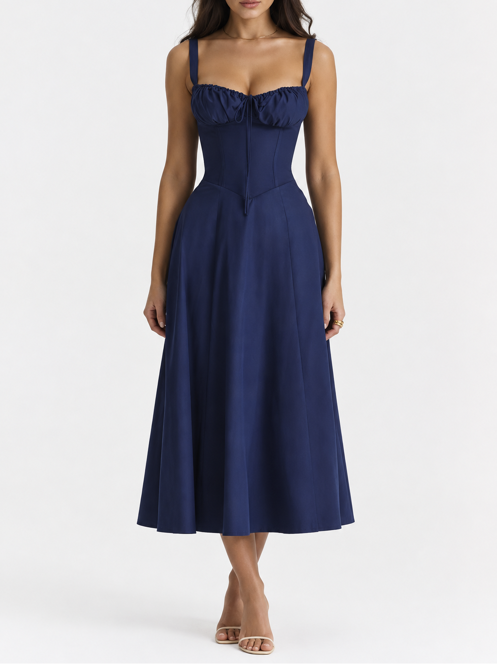 Women's Corset Midi Dress — Lace-Up & Slit