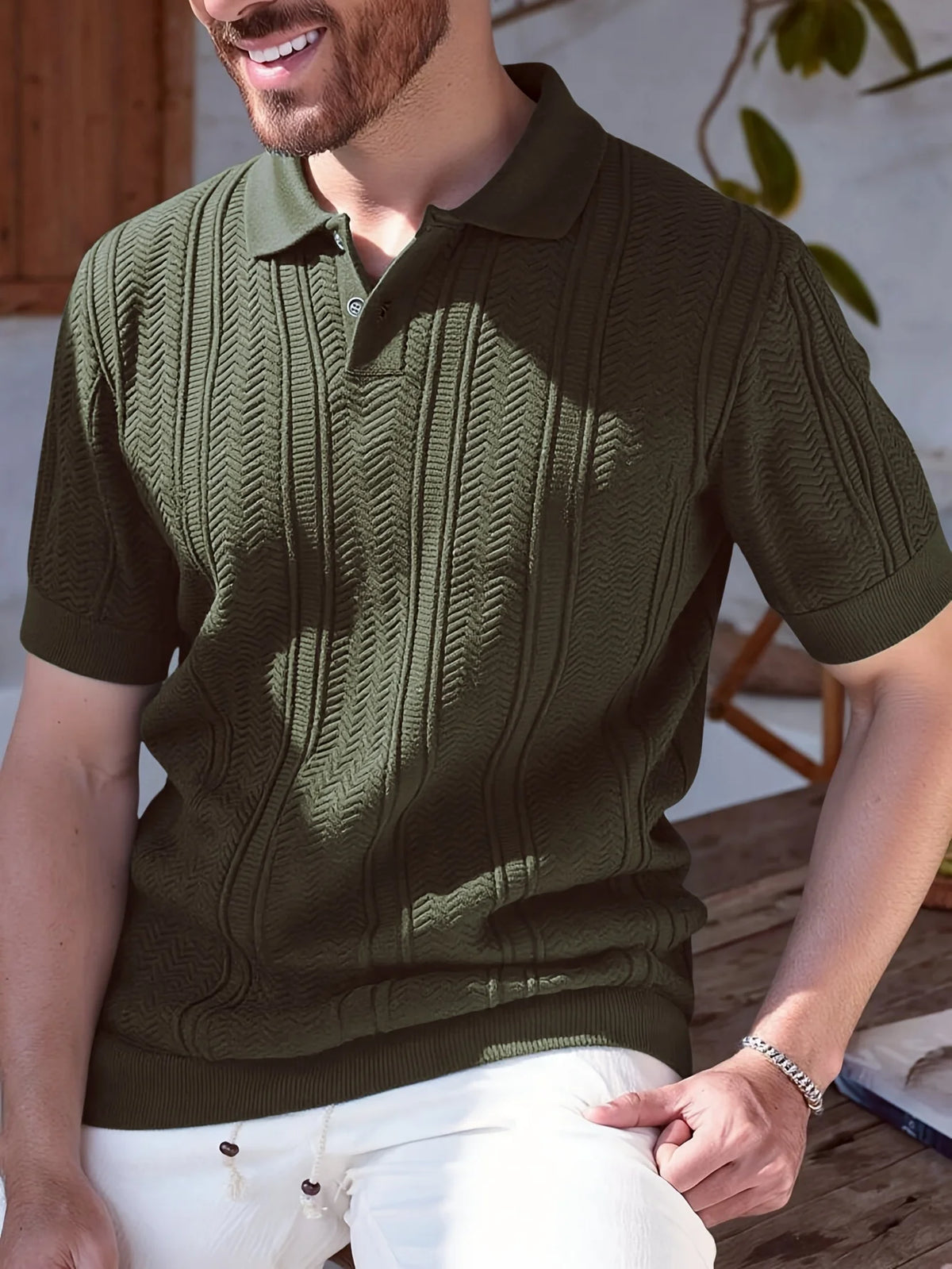 Men's Twisted Knit Texture Polo