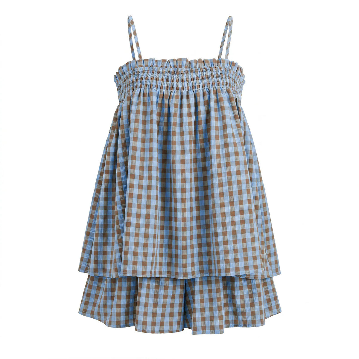Women's Gingham Cami & Wide Leg Shorts Set