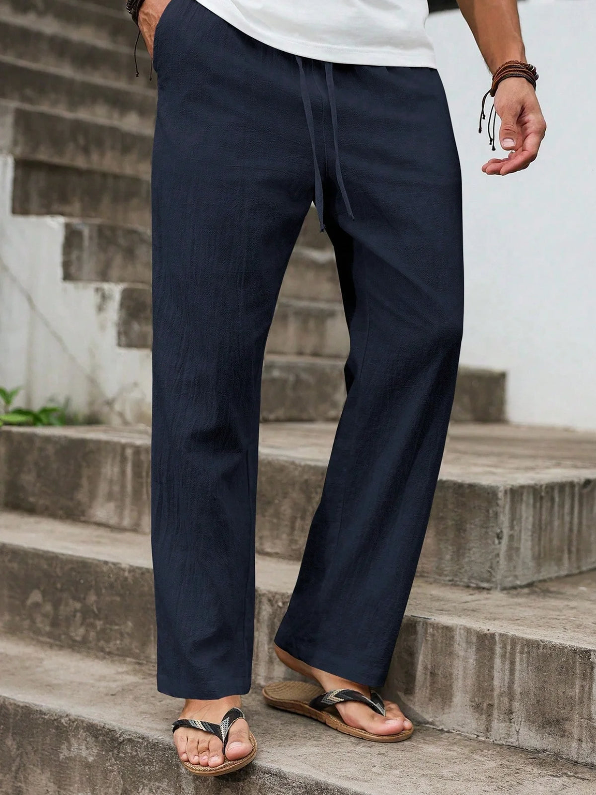 Men's Beach Linen Trousers — Straight Cut