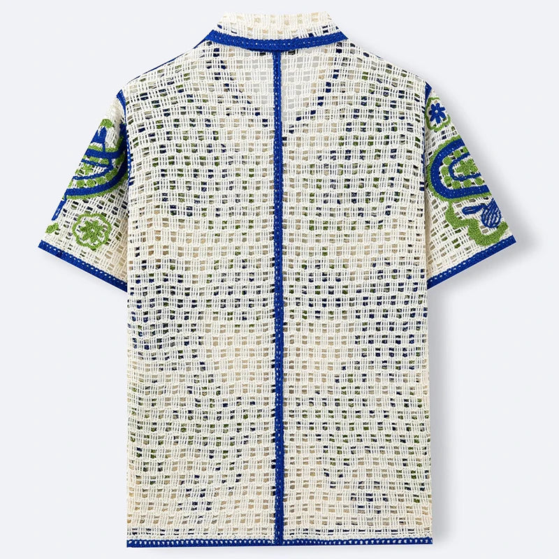 Men's Paisley Open-Knit Shirt — Short Sleeve