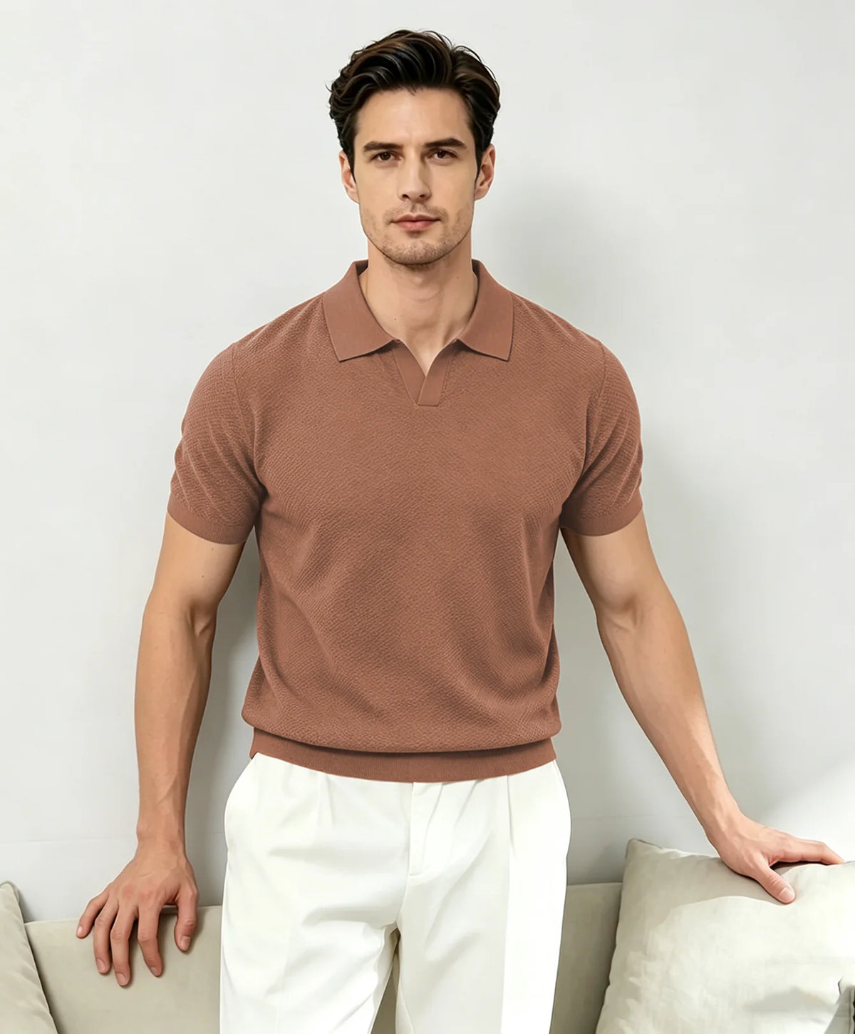 Men's Solid Knit Business Polo