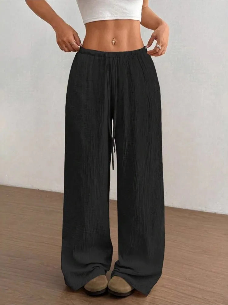 Women's High Waist Wide Leg Pants — Elastic Waist