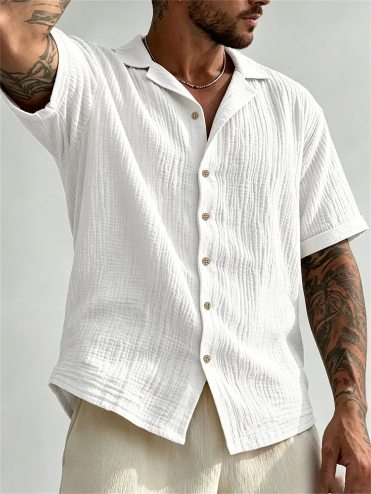 Men's Cuban Collar Shirt — Short Sleeve