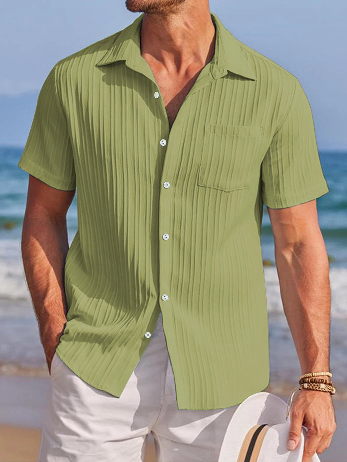 Men's Textured Short Sleeve Shirt — Relaxed Fit