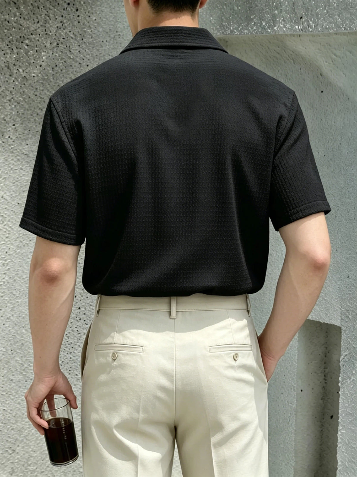 Men's Crinkle Texture Short Sleeve Shirt