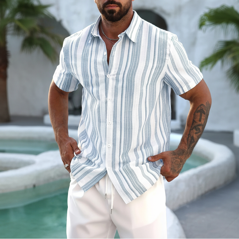 Men's Vertical Stripe Shirt — Short Sleeve