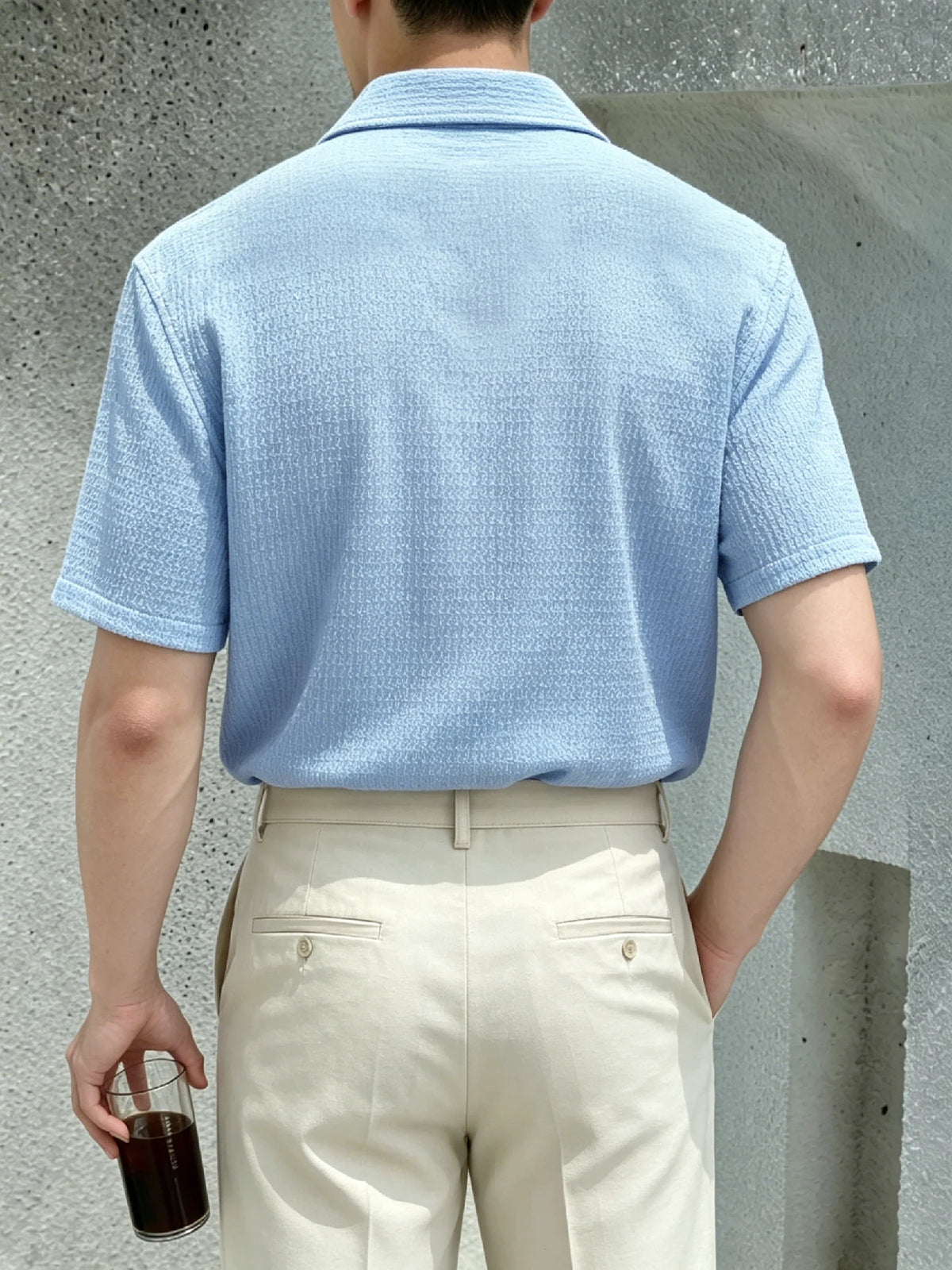 Men's Crinkle Texture Short Sleeve Shirt