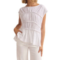 Women's Smocked Ruched Top — Cap Sleeve
