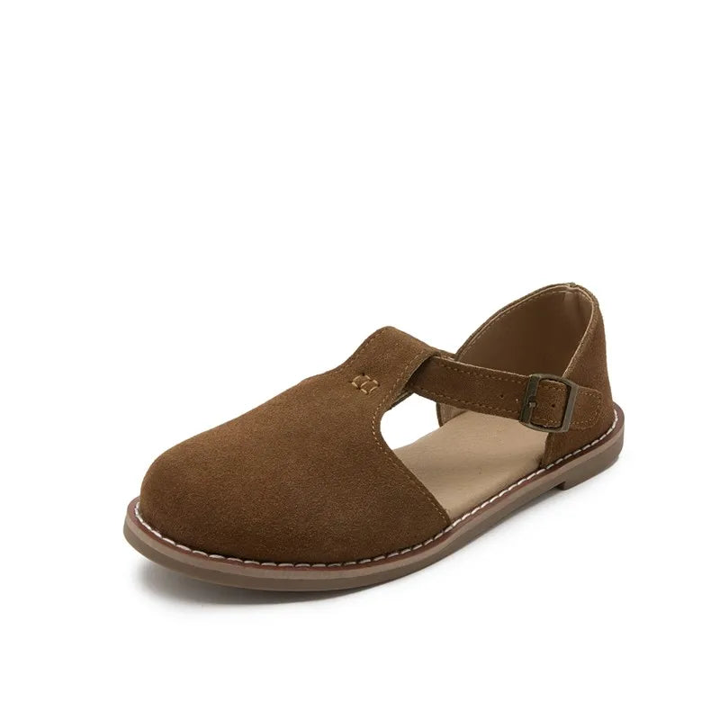 Women's Suede Roman Sandals — Closed Toe