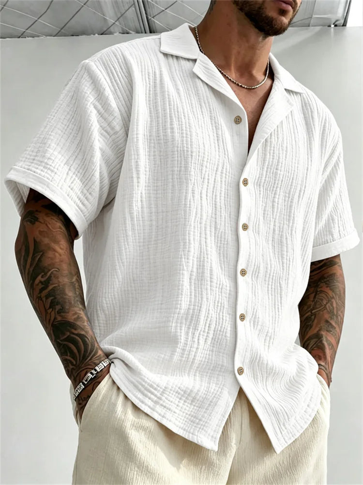 Men's Cuban Collar Shirt — Short Sleeve