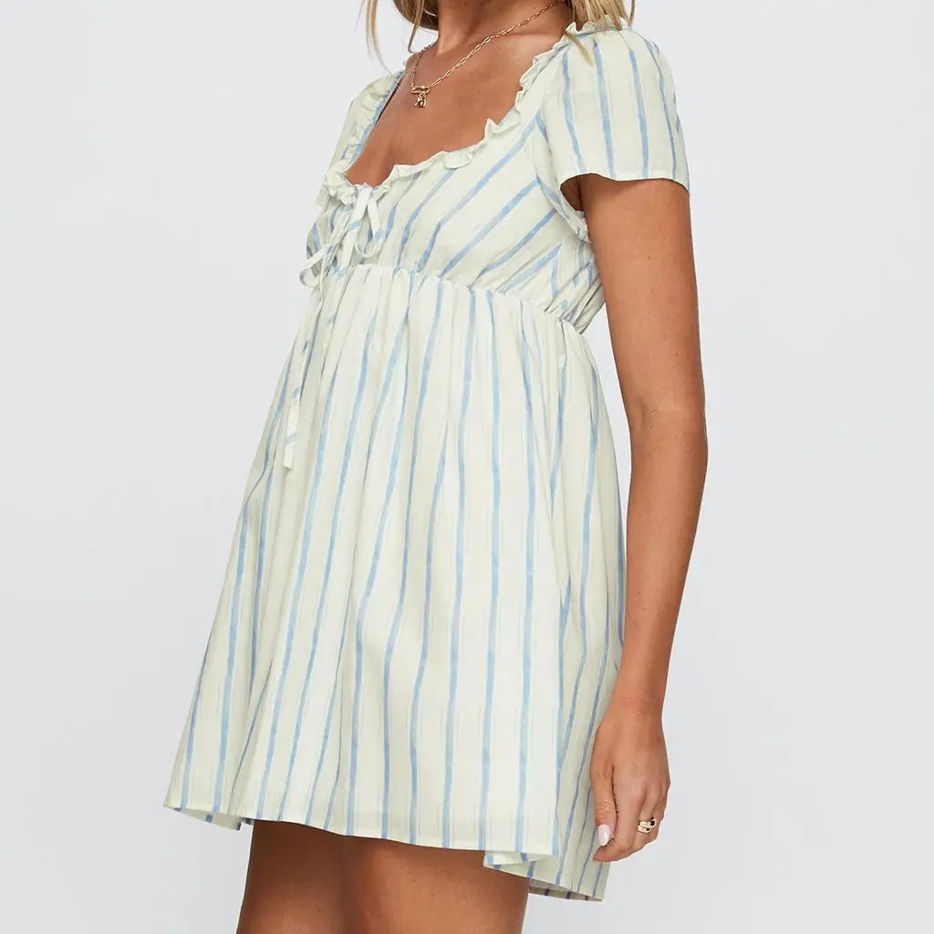 Women's Mini Dress — Ruffle Square Neck