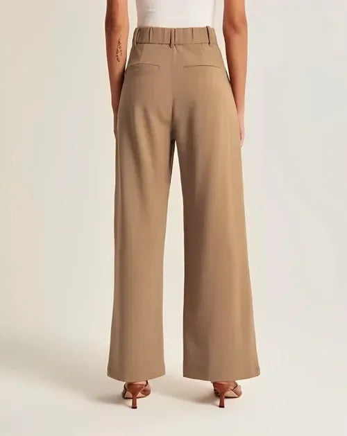 Women's Tailored Wide Leg Trousers — Button Front