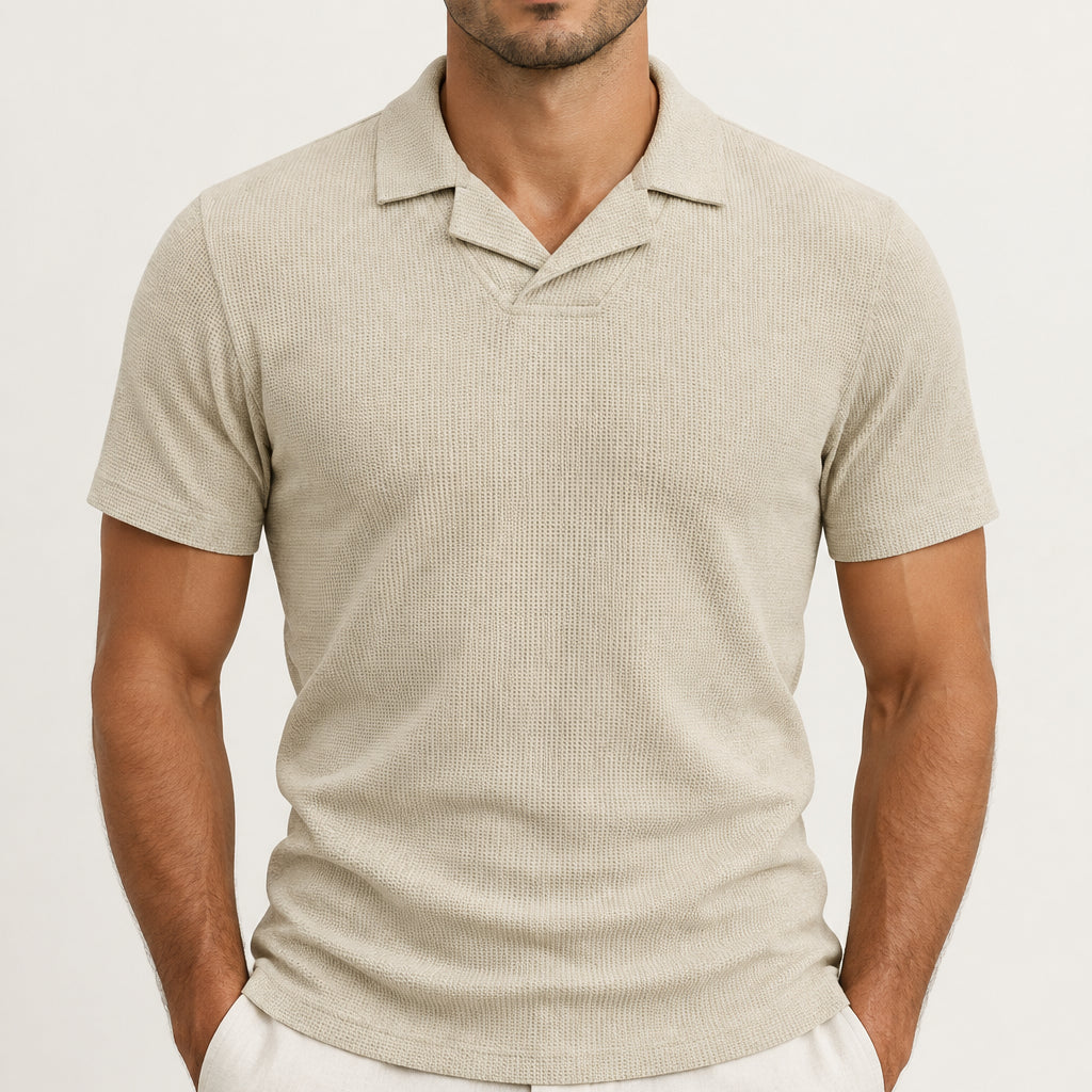 Men's Waffle Knit Polo — Notch Neck