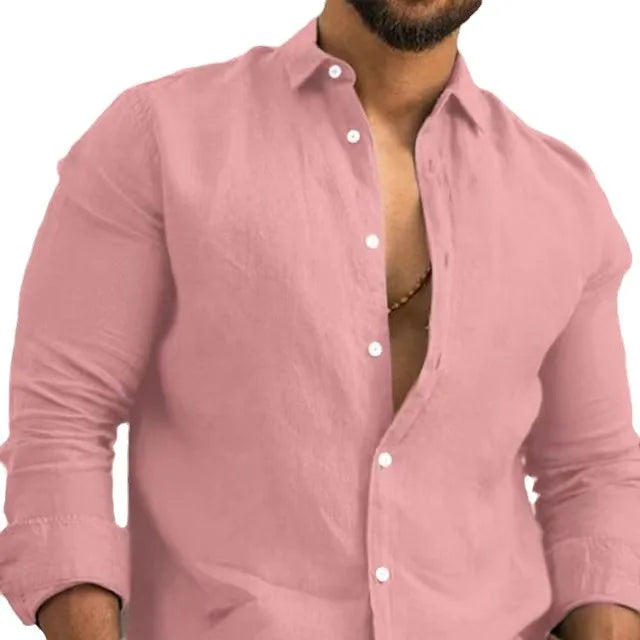 Men's Cotton Linen Shirt — Long Sleeve