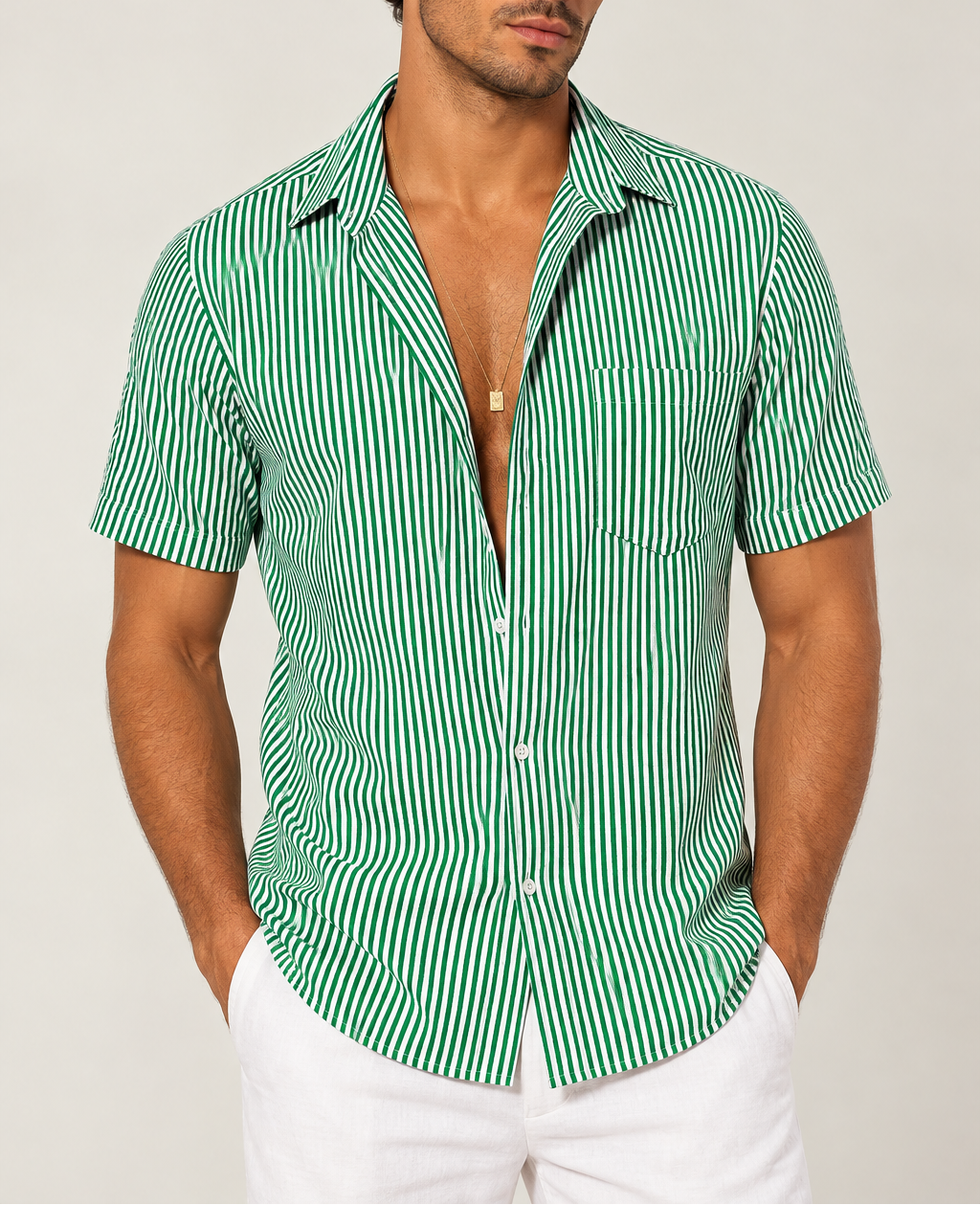 Men's Striped Short Sleeve Shirt — Smart Casual