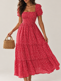 Women's Floral Puff Sleeve Maxi Dress — Square Neck
