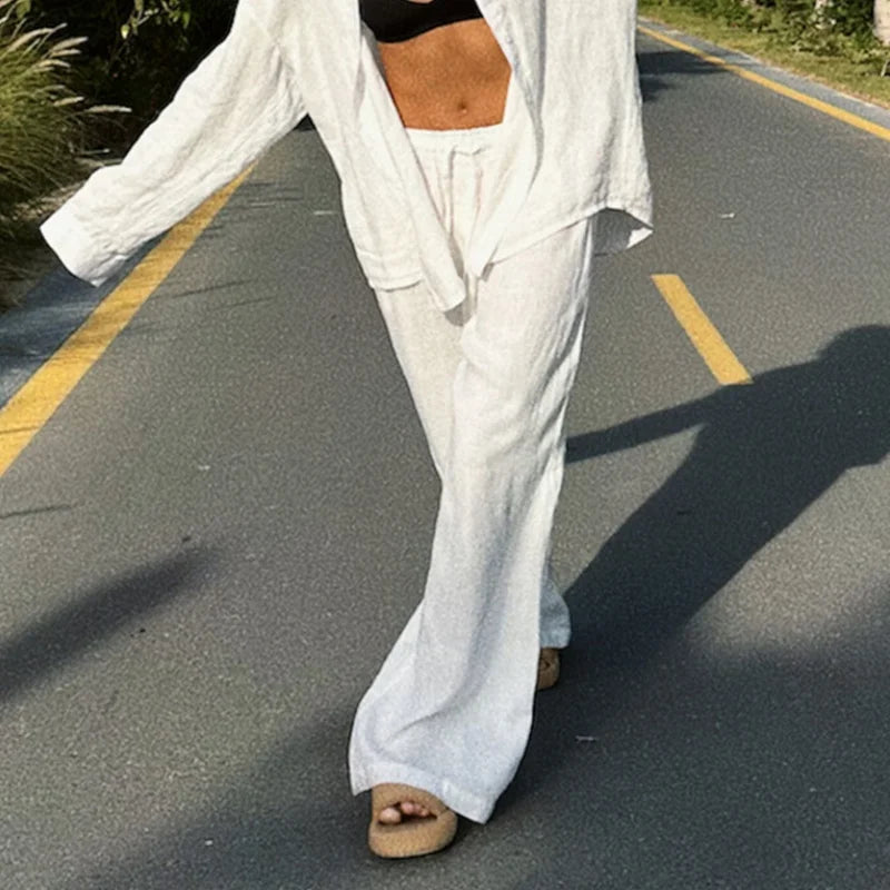 Women's Linen Baggy Pants — High Waist