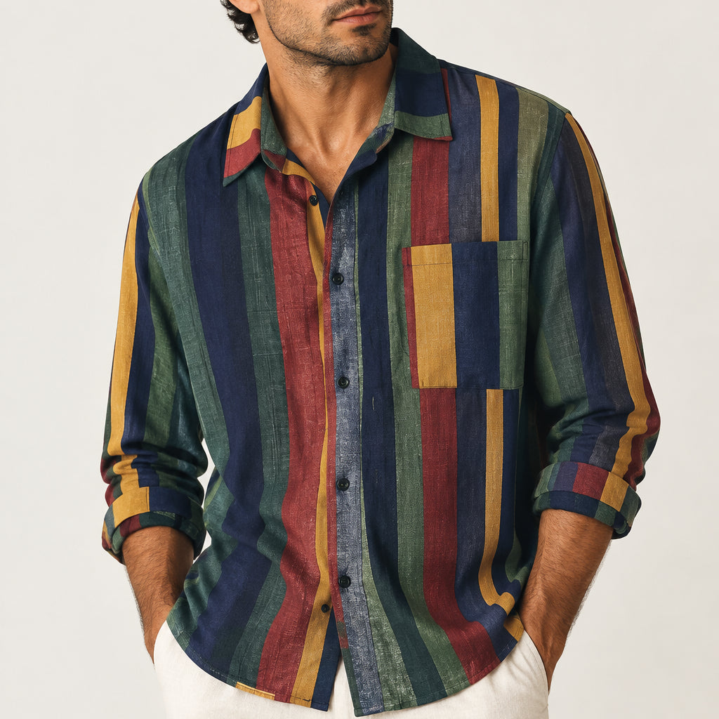 Men's Retro Striped Shirt — Long Sleeve