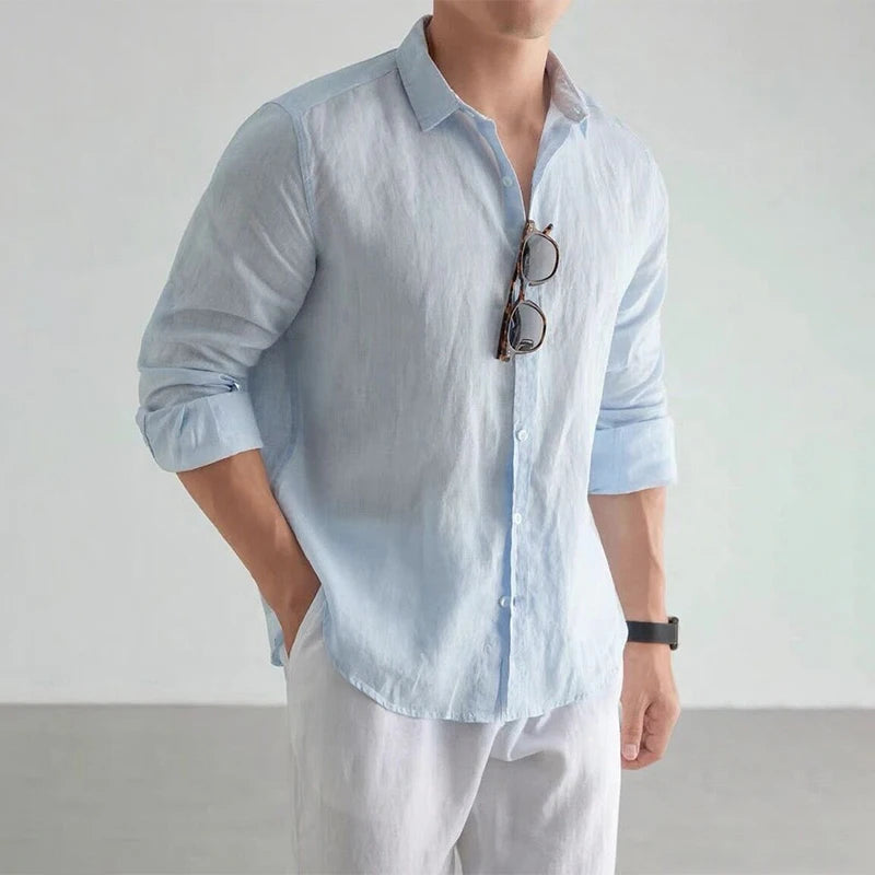 Men's Relaxed Linen Shirt — Long Sleeve